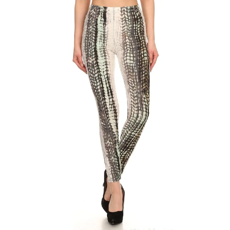 Mega Sale Snake Scales Printed, High Waisted Leggings In Fitted Style With Elastic Waistband