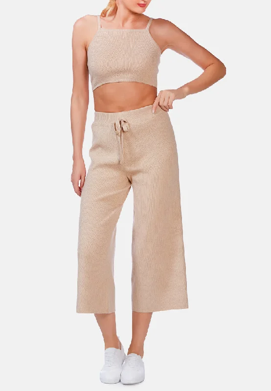 Steals and Deals solid casual drawstring cropped pants
