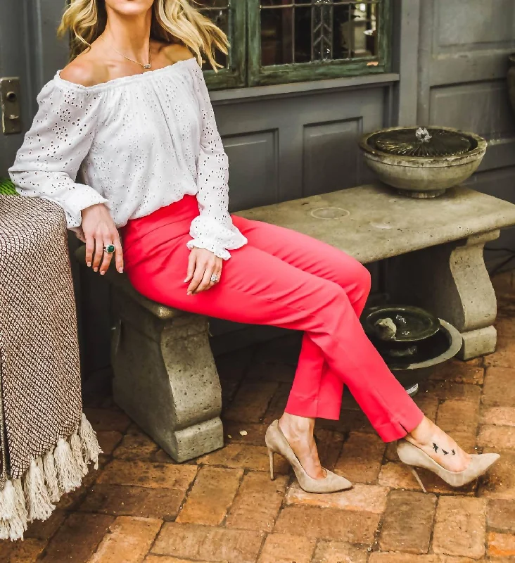 Mega Sale Tate Low Rise Ankle Trouser In Geranium