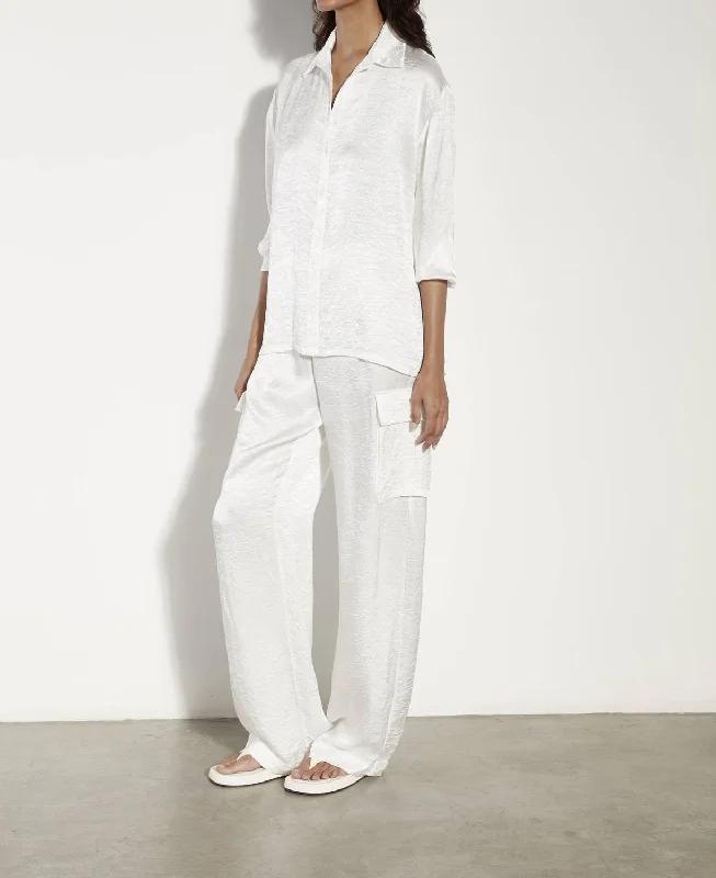 Seasonal Sale Textured Satin Cargo Pant In Undyed