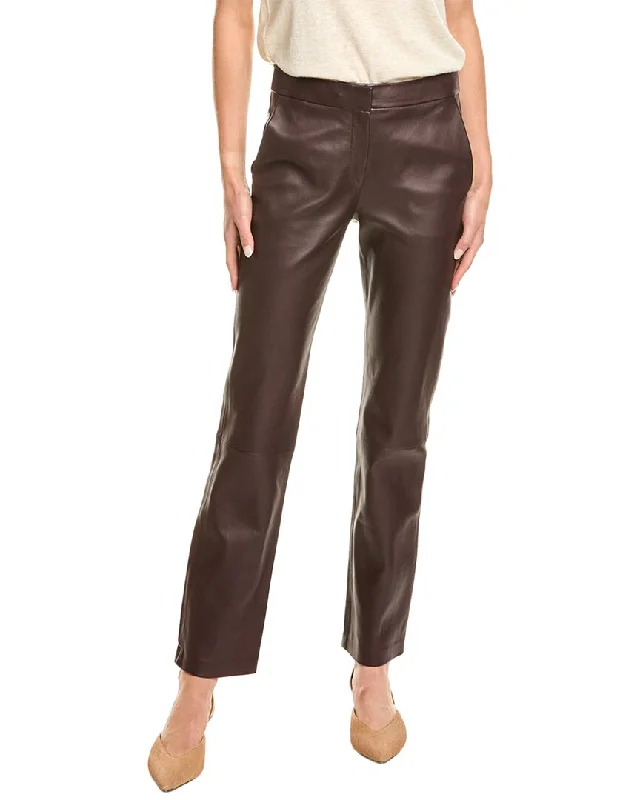 New Deals Theory Slim-Straight Leather Pant
