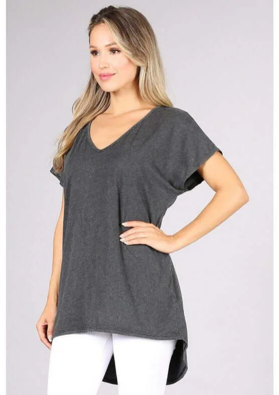 Super Bargain High Low V-Neck Super Comfy Tee Made in USA