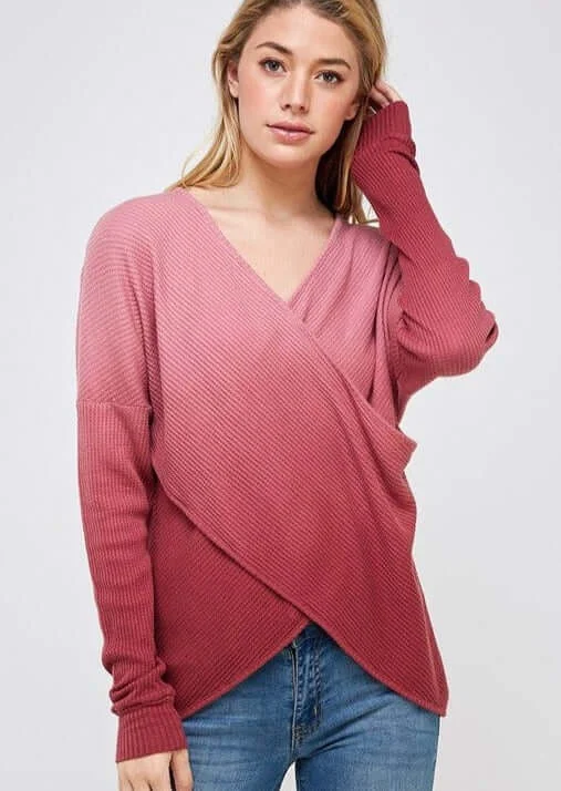 Factory Direct Sale Overlap Ombre Cotton Thermal Top Made in USA