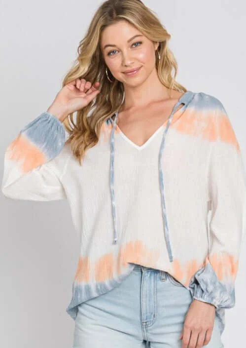 Quick Sale Premium Gauze Color Block Tie Dye Top Made in USA