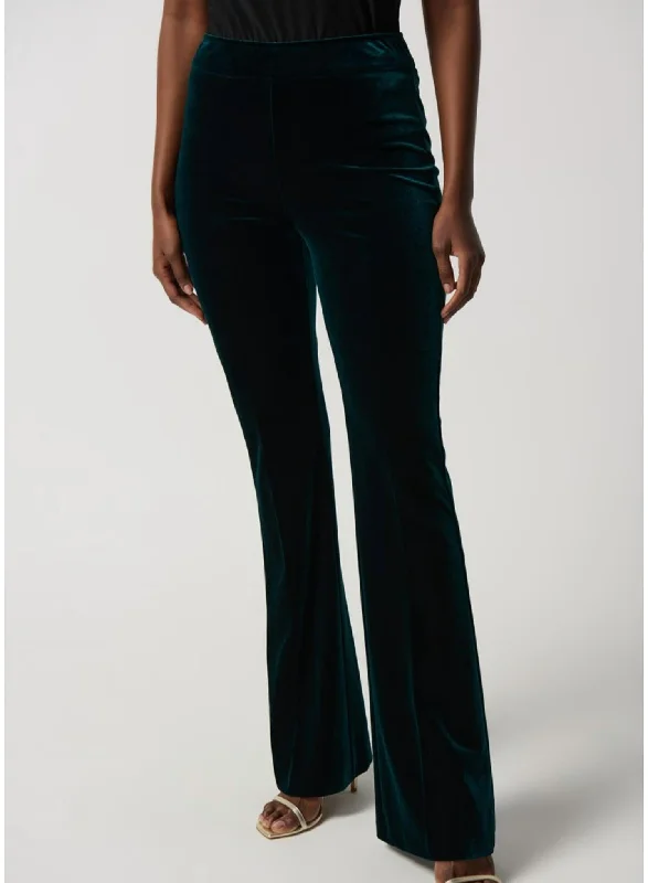 Act Now Velvet Flared Pull-On Pants 234289 In Dark Green