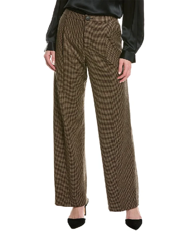 Loyalty Reward Vince Houndstooth Pleat Front Wool-Blend Pant