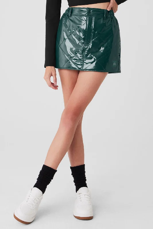 Midnight Madness Snomoto Puffer Mini Skirt - Midnight Green