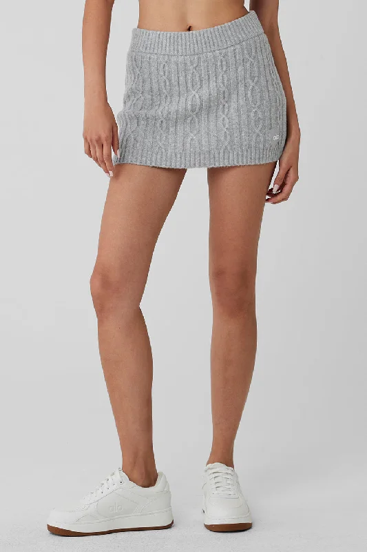 Limited Quantity Cable Knit Winter Bliss Mini Skirt - Athletic Heather Grey