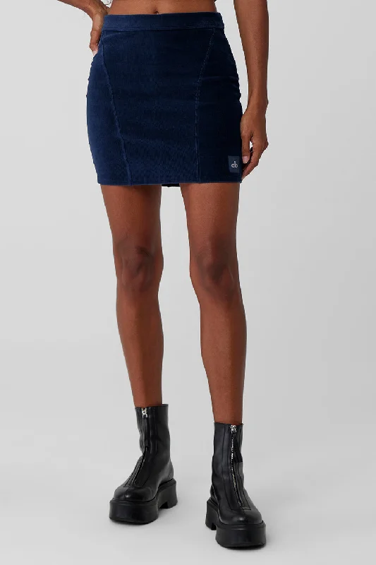 Incredible Offers Micro Corduroy Winter Break Mini Skirt - Navy