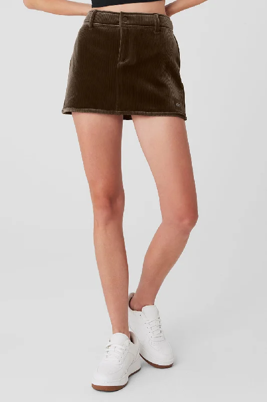 Limited Time Offer Ribbed Velour Baller Mini Skirt - Macchiato