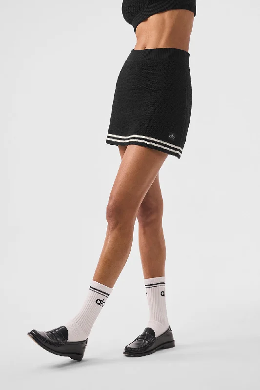 Extra Discounts Tennis Club Sweater Knit Skirt - Black/Ivory
