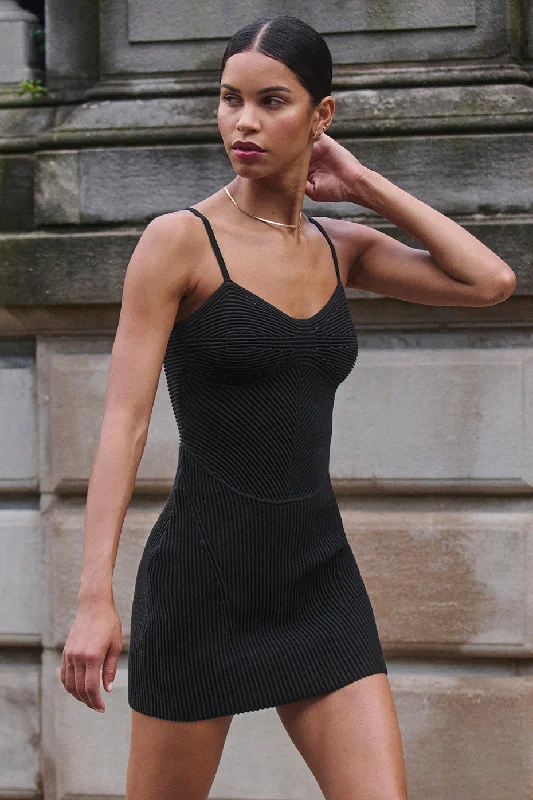 Limited Availability Denim Knit Mini Dress - Black/Anthracite