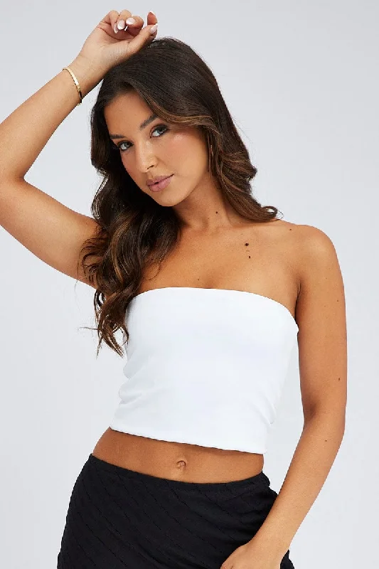 Take Advantage White Bandeau Top