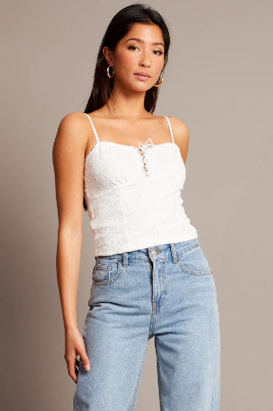 Limited Time Offer White Lace Top Singlet