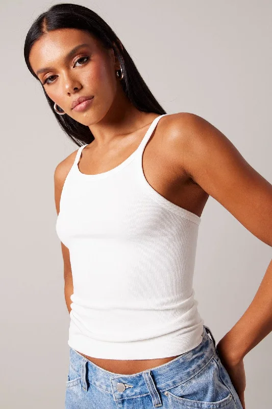 Act Now White Singlet Top Seamless Sleeveless Longline