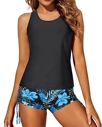 Massive Deals Women Swim Tank Top Tankini Set Boy Shorts-Leaf