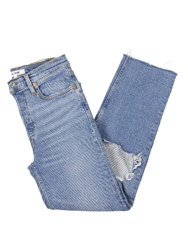 Deal of the Day Womens Denim Medium Wash Straight Leg Jeans