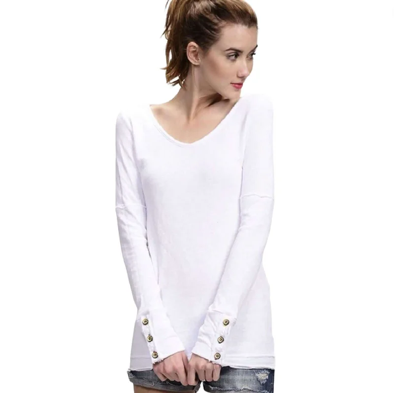 Low Prices Casually Cool Double Layer Cotton Raw Edge Long Sleeve Top Made in USA
