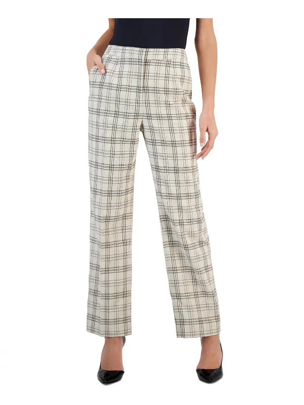 Quick Sale Womens High Rise Glen Plaid Wide Leg Pants
