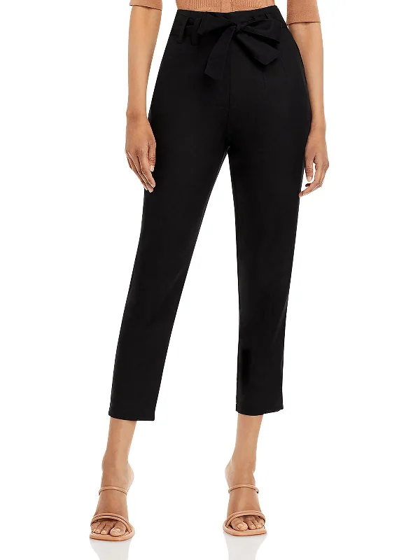 Bonus Savings Womens Linen High Rise Straight Leg Pants