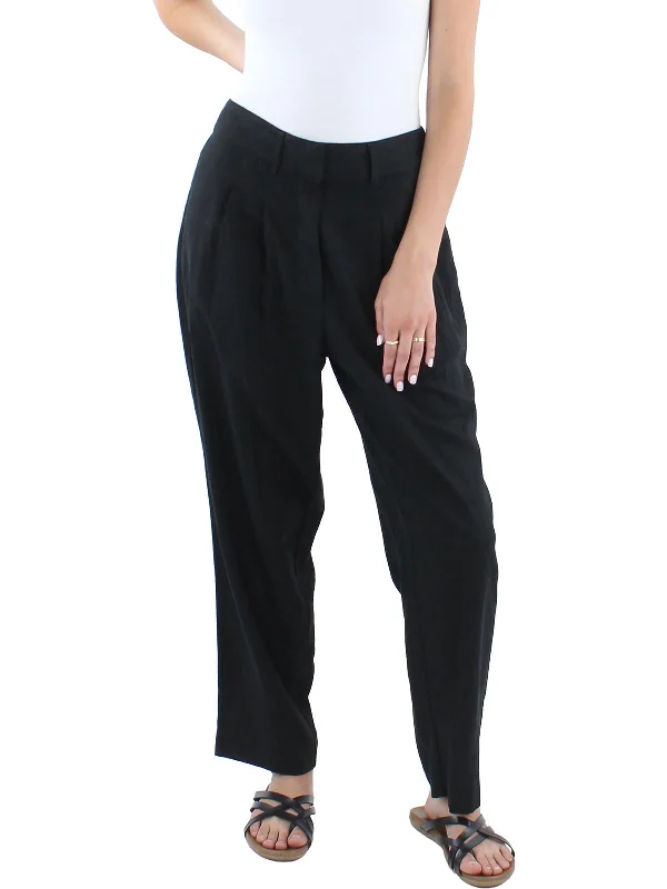 Massive Deals Womens Linen High Rise Straight Leg Pants