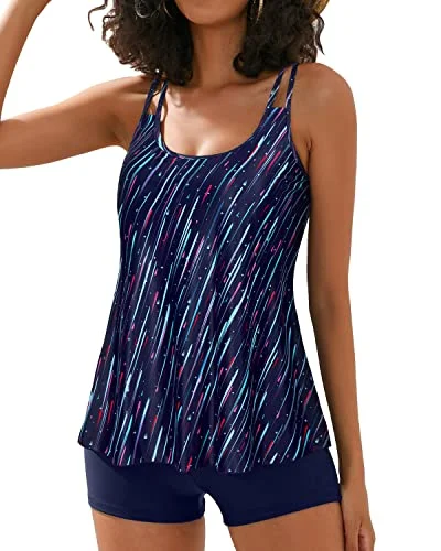 Savings Galore Full Coverage Swim Shorts Loose Fit 2 Piece Swimsuit Tankini-Navy Blue Savings Galore Full Coverage Swim Shorts Loose Fit 2 Piece Swimsuit Tankini-Navy Blue