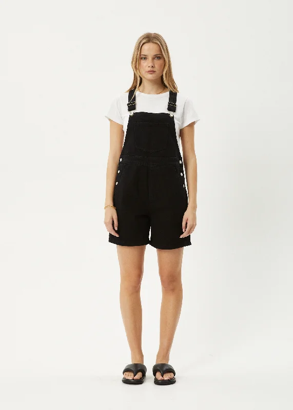 Bonus Savings AFENDS Womens Lil Louis - Denim Overall - Washed Black