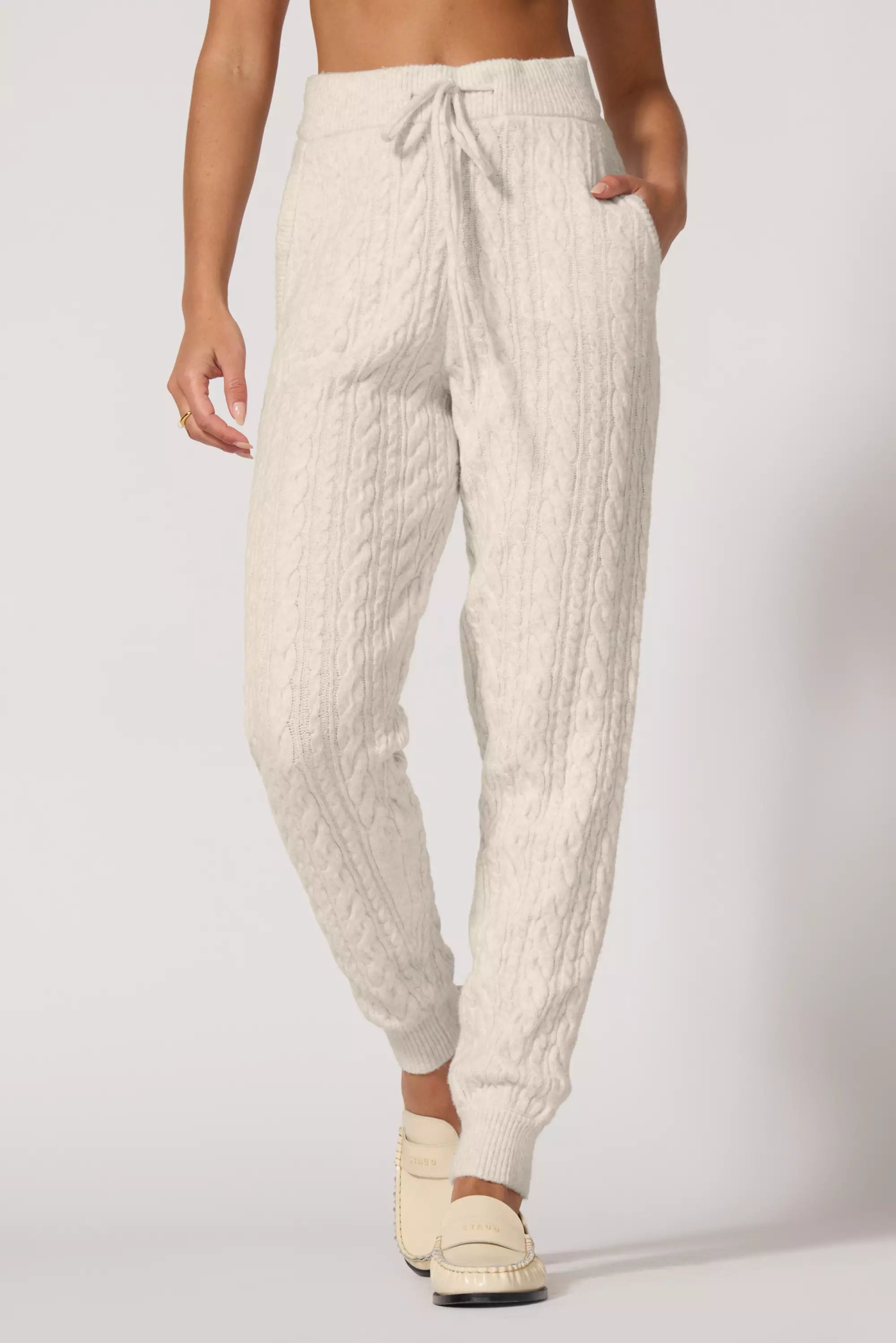 Can't Miss Cable Knit Jogger - Htr Birch
