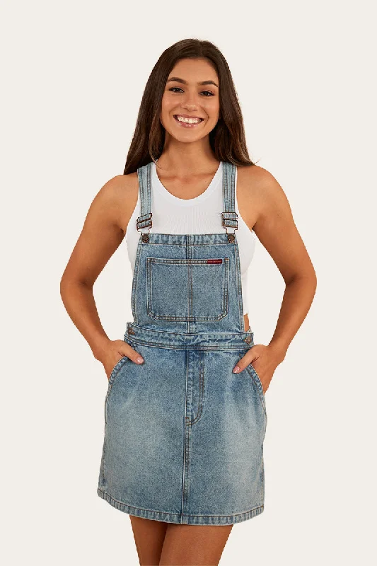 Overstock Dream Days Womens Pinafore - Light Wash Blue