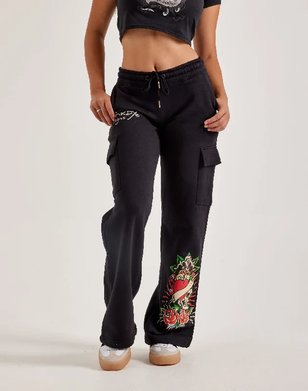 Instant Discount Ed Hardy Rose Skull Fleece Cargo Pants
