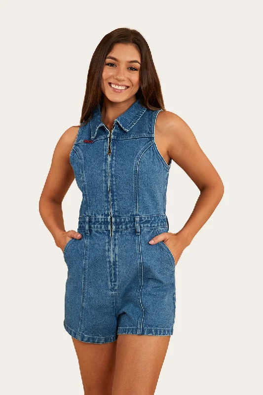 Instant Discount Mimi Womens Playsuit - Mid Wash Blue