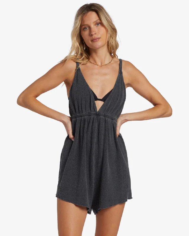 Flash Deals On Vacay Romper Cover Up - Black Pebble