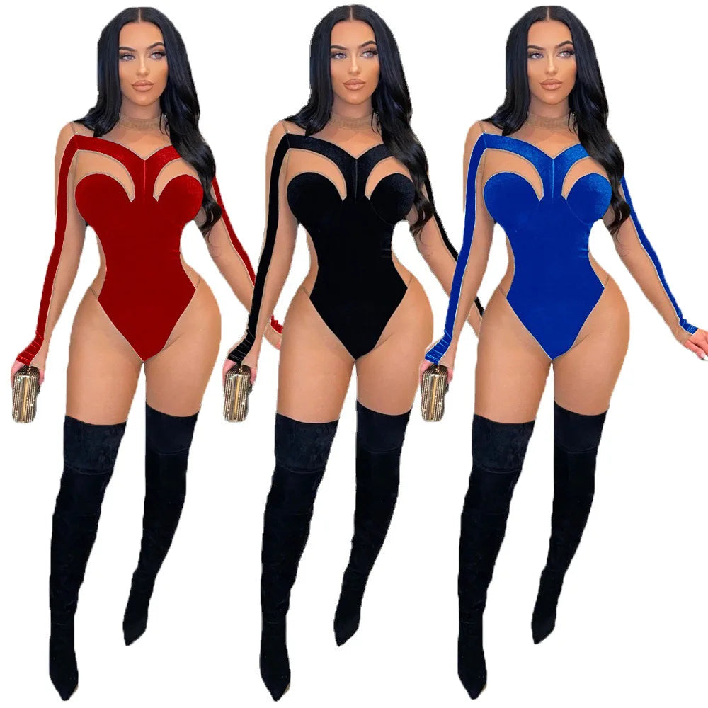 Must-Have Deals One Piece See Through Luxury Jumpsuits Women Sexy Sheer Mesh Velvet Body Shaped Bodycon New Spring Lady Woman Outfit Jumpsuit Must-Have Deals One Piece See Through Luxury Jumpsuits Women Sexy Sheer Mesh Velvet Body Shaped Bodycon New Spring Lady Woman Outfit Jumpsuit