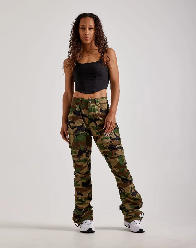 Members Only Smoke Rise High-Rise Stacked Nylon Cargo Pants