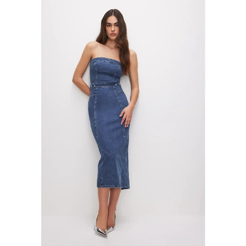 Limited Edition Blue Denim Tube Midi Dress