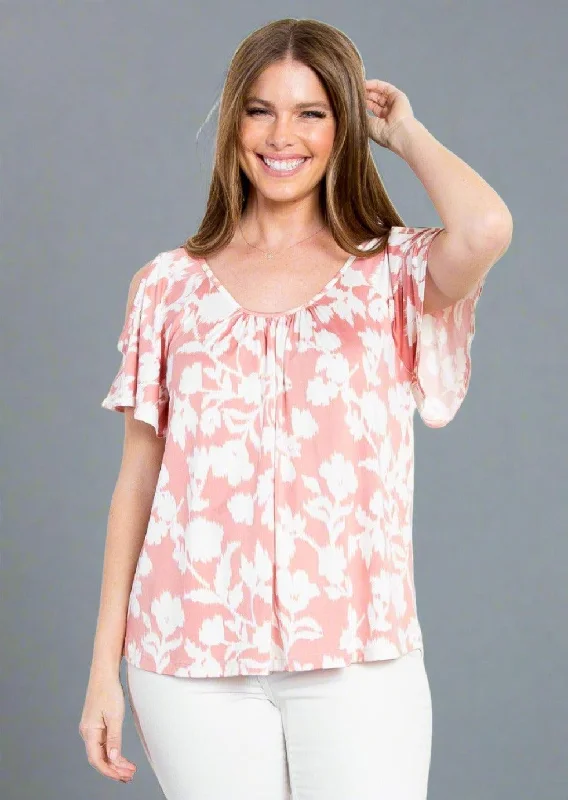 Big Discounts Foral Cold Shoulder Top