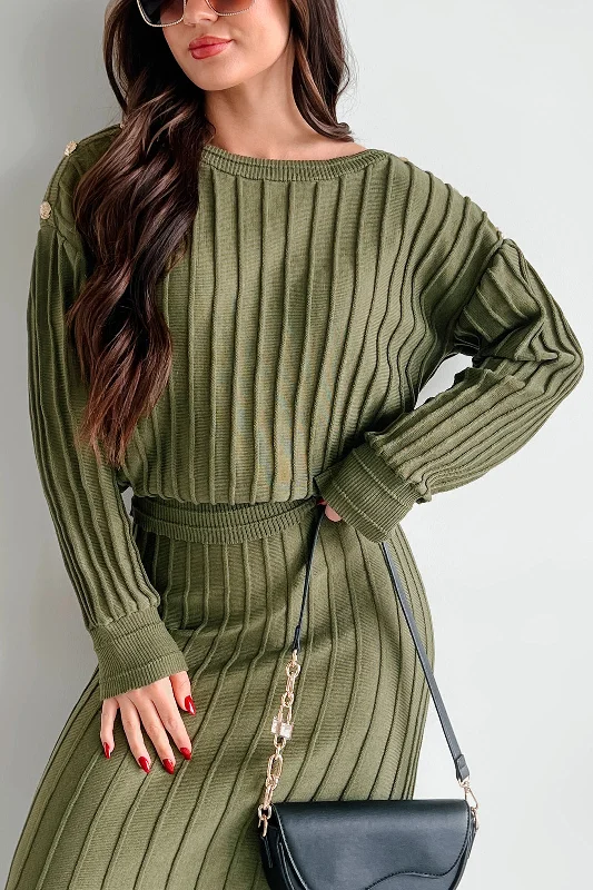 Crazy Deals Business Talks Button Detailed Sweater (Olive)