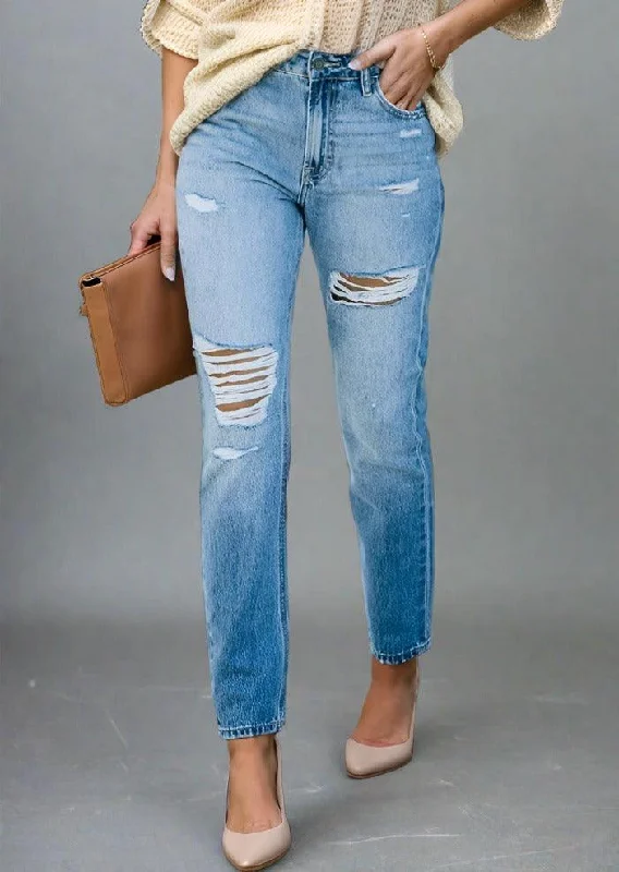 Price Fest Distressed Buttoned Jeans with Pockets