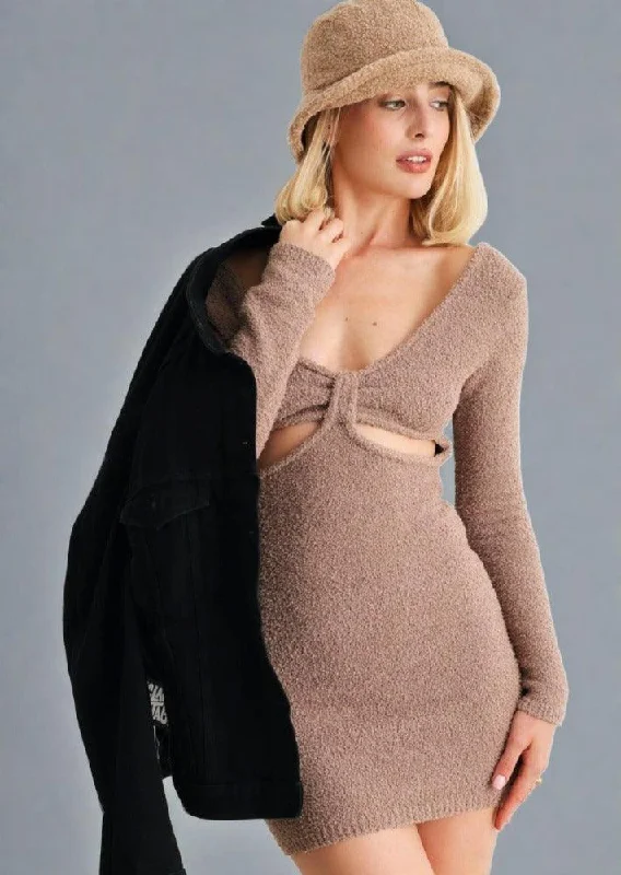 Amazing Deals Cut-Out Detail Long Sleeve Mini Dress