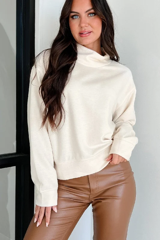 Special Promotion Keep Your Promise Funnel Neck Sweatshirt Top (Cream)
