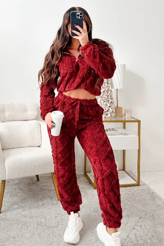 Deal Alert Letting Go Of Stress Sherpa Lounge Set (Wine)