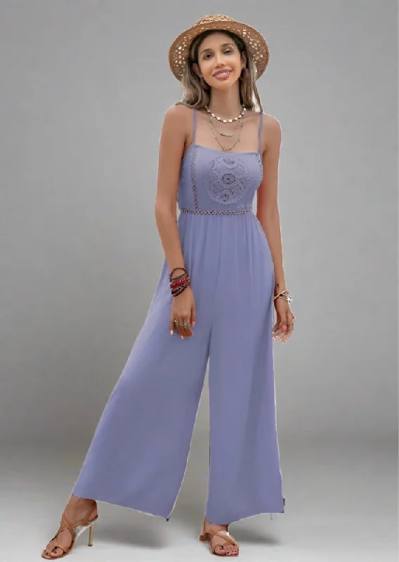 Loyalty Reward Openwork Spaghetti Strap Wide Leg Jumpsuit