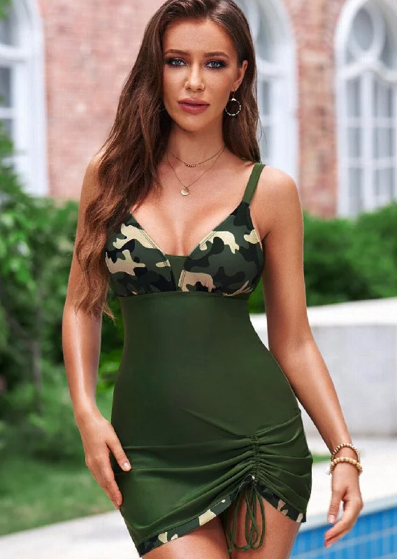 Buy More, Save More Printed Drawstring Detail Swim Dress and Bottoms Set