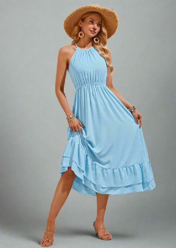Sale Event Ruffled Round Neck Sleeveless Dress