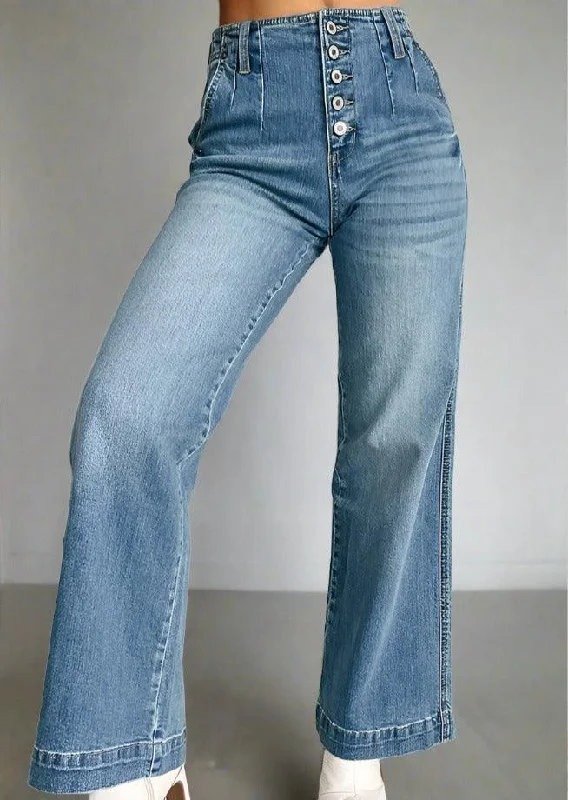 Deal Frenzy Button Up Straight Jeans with Pockets