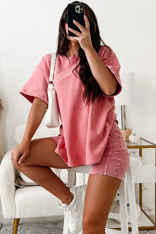 Huge Discounts Subtle Comfort Oversized T-Shirt (Pink)