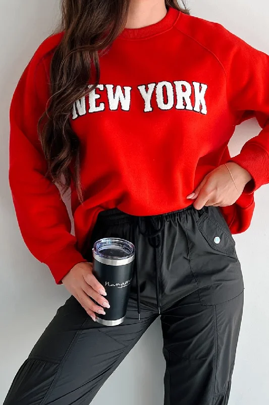 Deal of the Day The City That Never Sleeps "New York" Raglan Sweatshirt (Red)