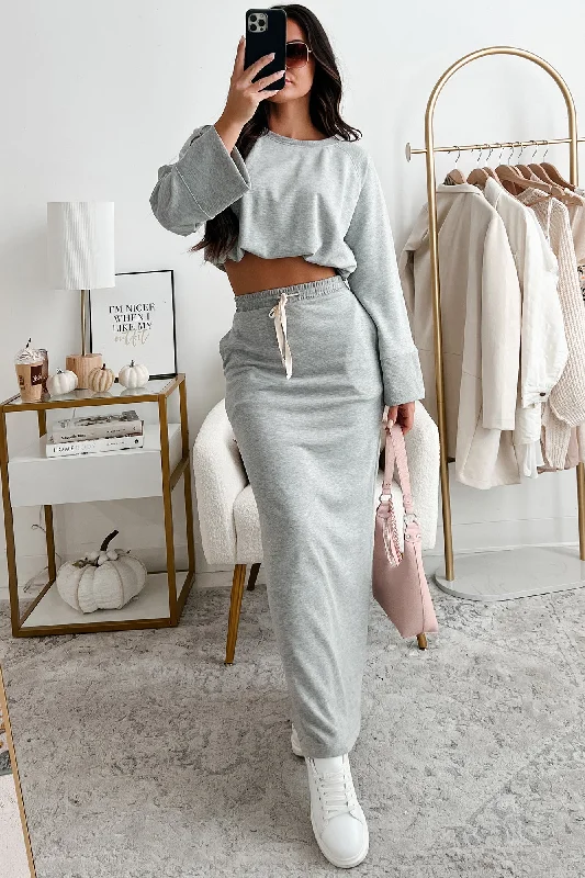 Deep Discounts Times Like These Bubble Hem Crop Top (Heather Grey)