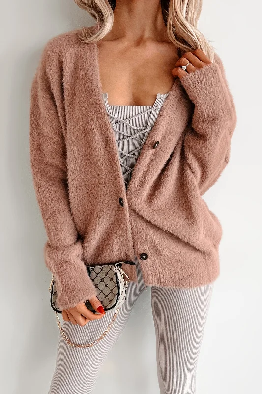 Special Price DOORBUSTER What Could Be Better Fuzzy Cardigan (Mauve)