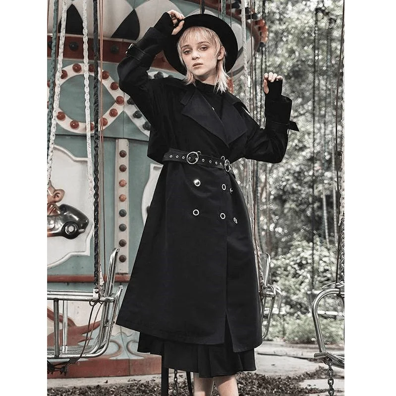 Price Reduction Women's Double-layered Turn-down Collar Overcoats With Belts